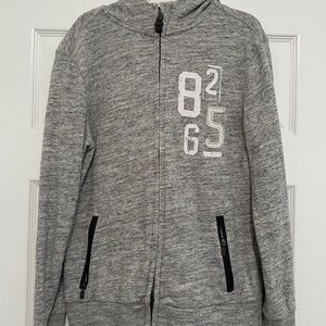 Grey Zip Up Sweater w/ white numbers